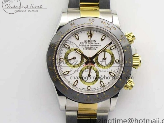 0126 Daytona SS YG Ceramic Bezel JH Best Edition White Dial On SS YG Bracelet A Resilient 3530